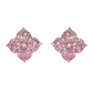 Pink Sapphire & Diamond Flower Earrings