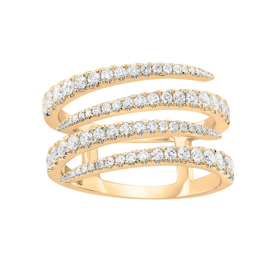 Diamond Tapered Coil Ring in Yellow Gold