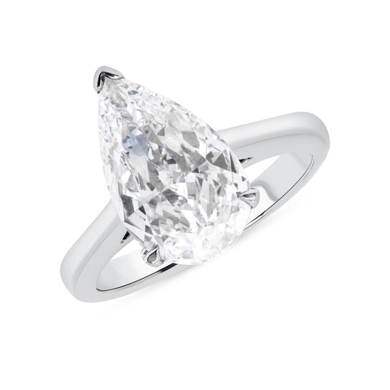 3CT Pear Shape Diamond Solitaire Ring