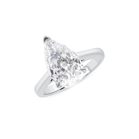 3CT Pear Shape Diamond Solitaire Ring