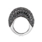 Large dome ring with round-cut black diamonds set on 18K white and black gold 