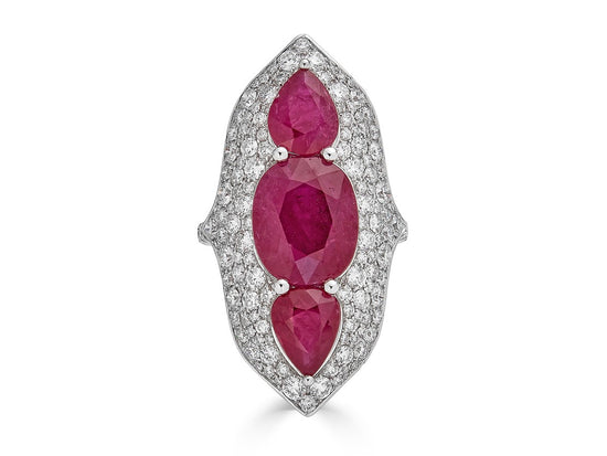 Piranesi Ruby and Diamond Elongated Ring