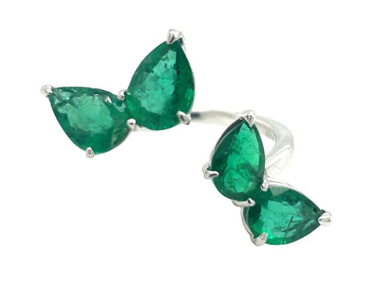 Piranesi Pear Shaped Emerald Bypass Ring