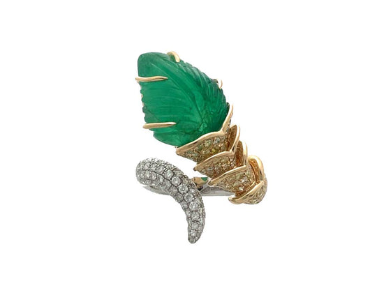 Piranesi Carved Emerald Wrap Ring