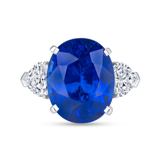Sapphire Ring with Diamond Side Stones