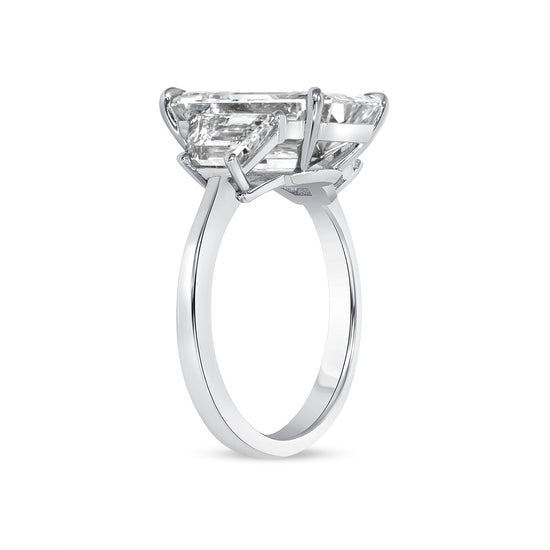 5.68 Carat Emerald Three Stone Diamond Ring