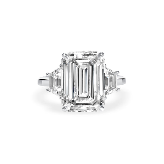 5CT Emerald Three Stone Diamond Ring