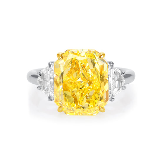 7CT Fancy Intense Yellow Radiant Cut Diamond Ring