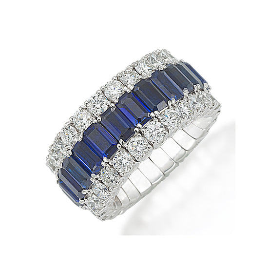 Picchiotti Xpandable™ 8.70CT Sapphire and Diamond Three Row Eternity Ring