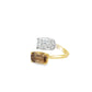 White and Brownish Orangy Yellow Diamond Bypass Ring