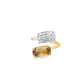 White and Brownish Orangy Yellow Diamond Bypass Ring