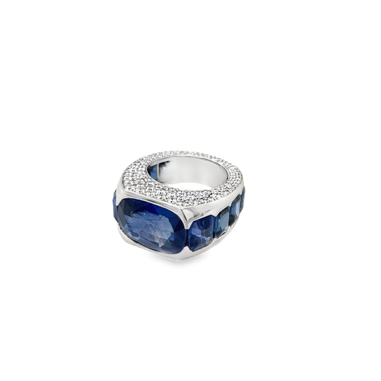 Cushion Cut Blue Sapphire Eternity Band