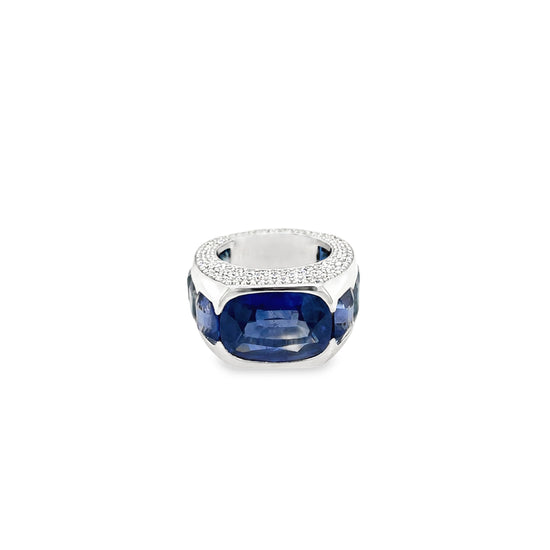 Piranesi Cushion Cut Blue Sapphire Eternity Band
