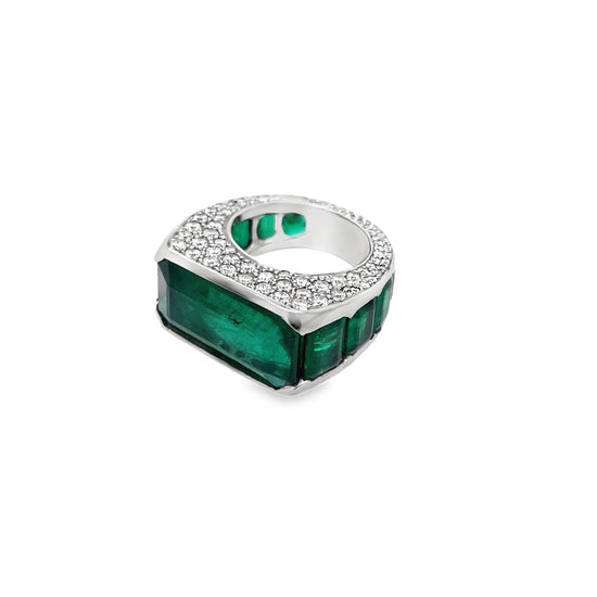 25.71CT Octagonal Emerald Ring