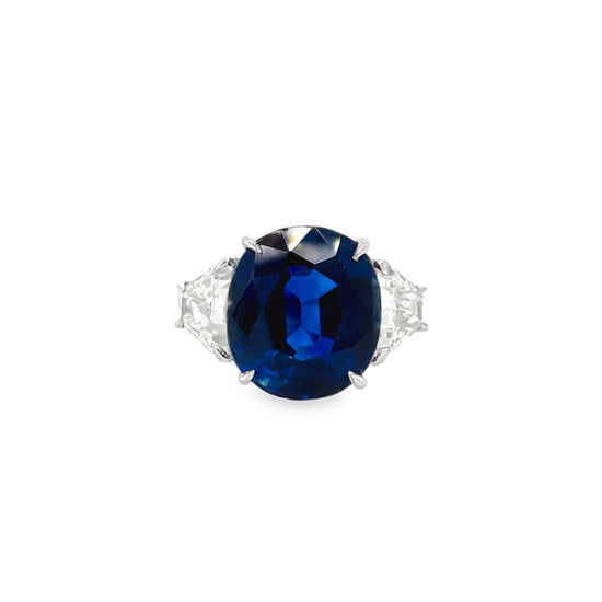 10CT Oval Cut Blue Sapphire Ring