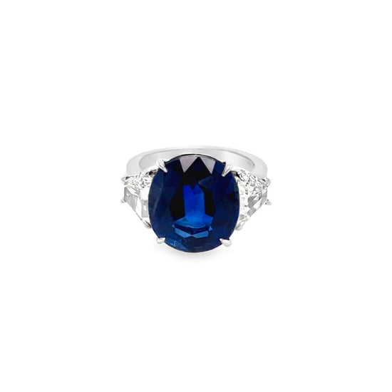 10CT Oval Cut Blue Sapphire Ring