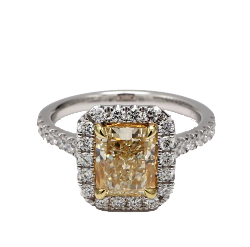 Radiant Light Yellow Diamond Ring