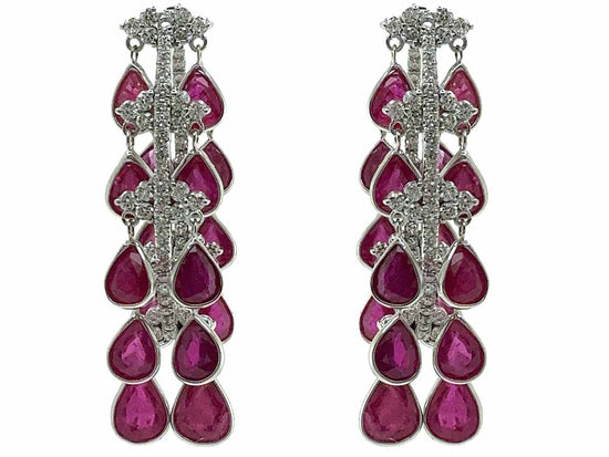 Piranesi Pear Shaped Ruby Hoop Earrings