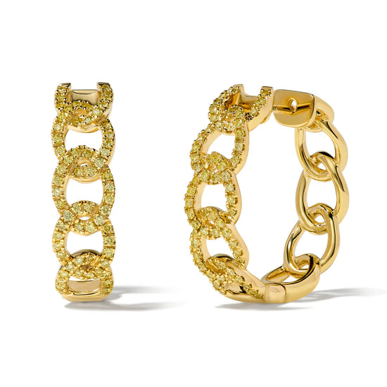 Yellow Diamond Interlocking Hoop Earrings