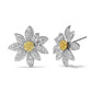 Yellow & White Round Diamond Flower Earrings