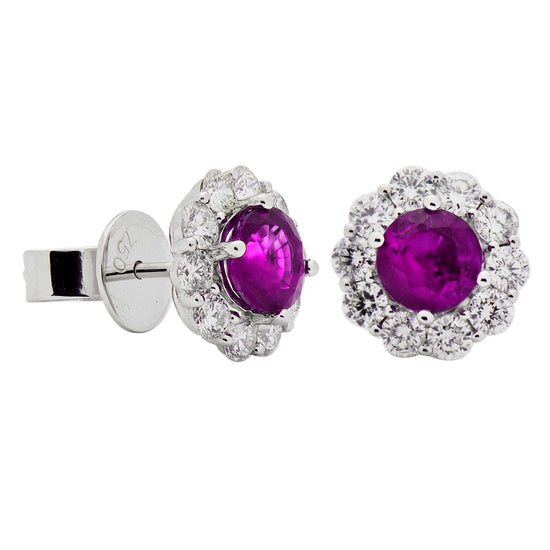 Sapphire and Diamond Halo Stud Earrings