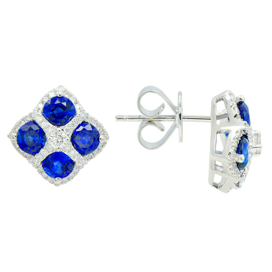 Blue Sapphire Clover Stud Earrings