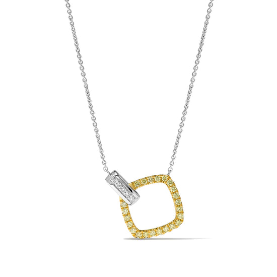 Yellow and White Diamond Link Necklace