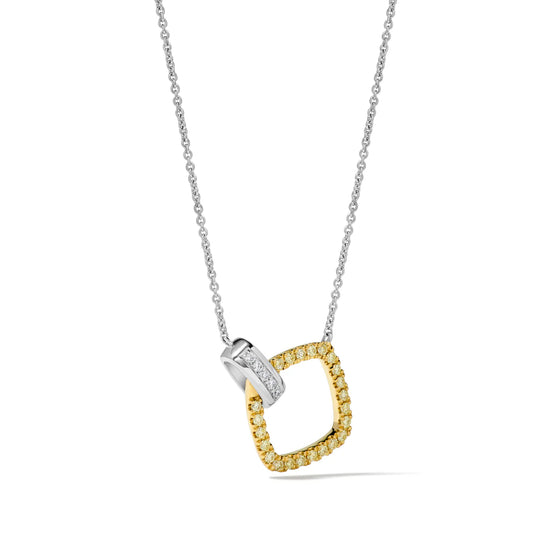 Yellow and White Diamond Link Necklace