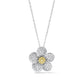 Yellow & White Round Diamond Flower Pendant