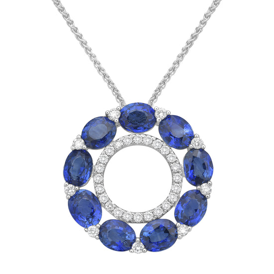 Sapphire and Diamond Circle Pendant