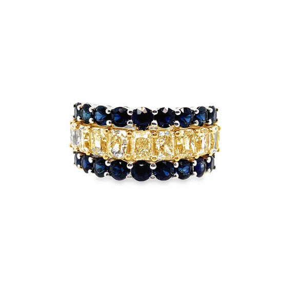 Yellow Diamond and Blue Sapphire Band