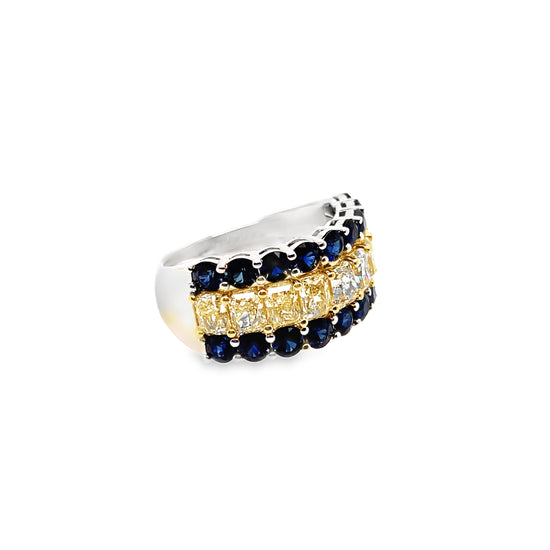 Yellow Diamond and Blue Sapphire Band