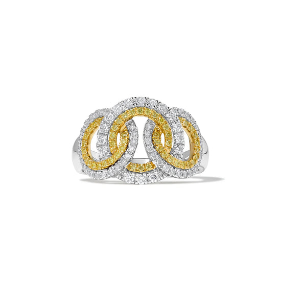Yellow & White Round Interlocking Diamond Ring