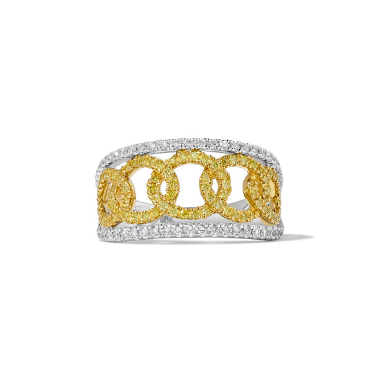 Yellow and White Diamond Interlocking Band