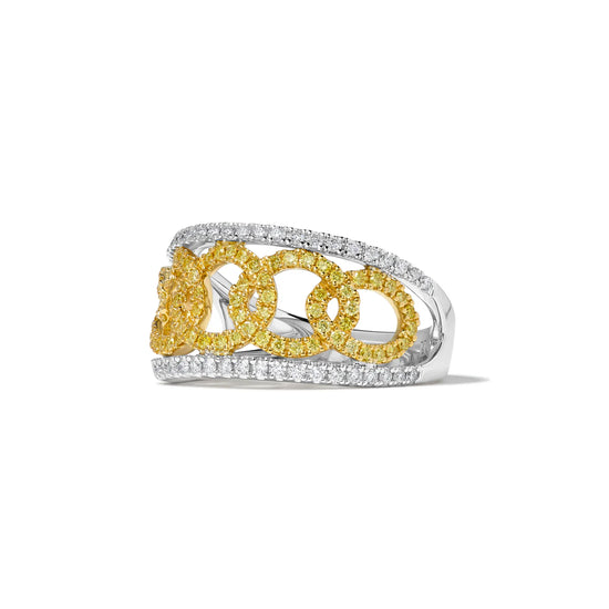 Yellow and White Diamond Interlocking Band