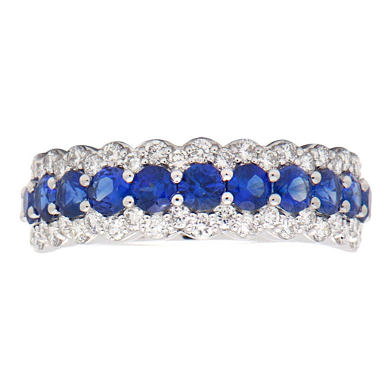 Sapphire and Diamond Stacked Band