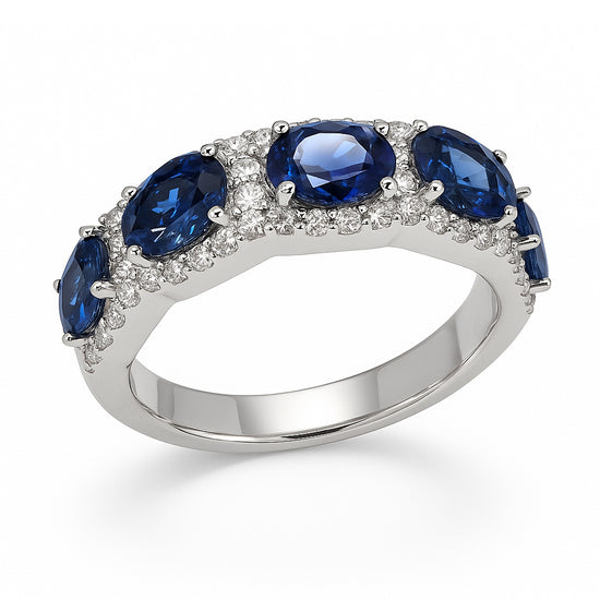 Oval Cut Sapphire and Diamond Ring