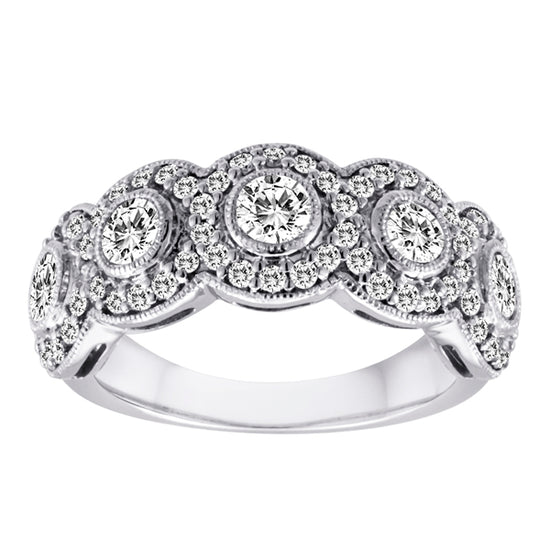 Bezel Set Ring with Pave Outline