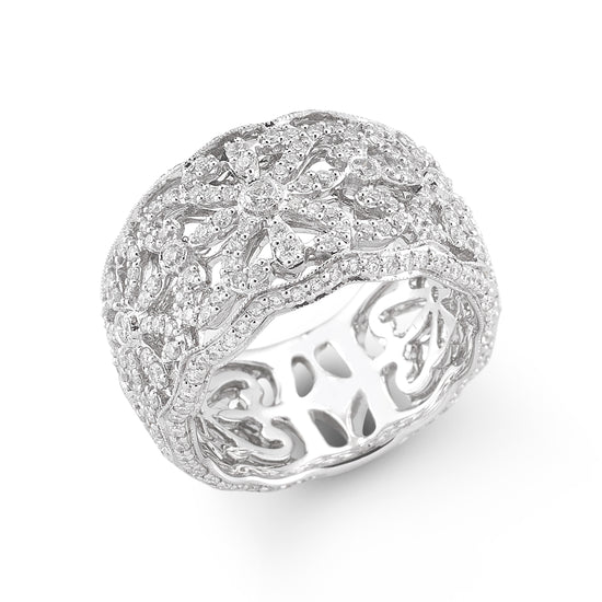 Wide Ornate Diamond Band