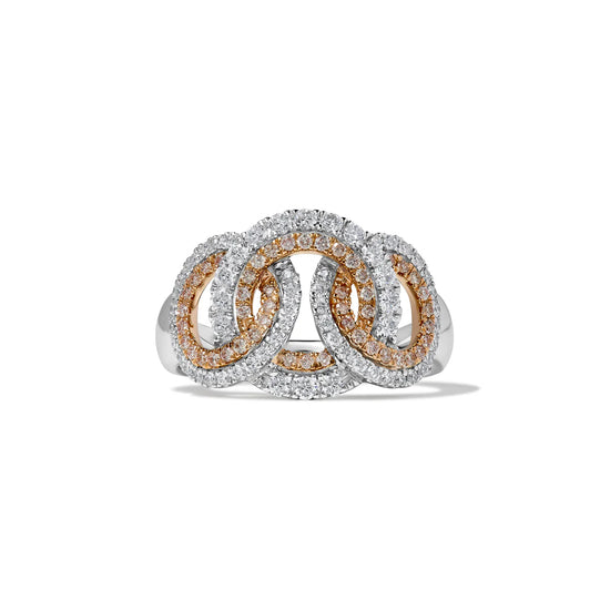 White and Pink Interlocking Diamond Ring
