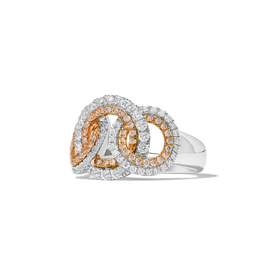 White and Pink Interlocking Diamond Ring