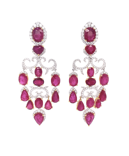Piranesi Ornate Ruby and Diamond Earrings