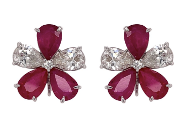 Ruby Flower Earrings