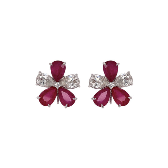 Ruby Flower Earrings