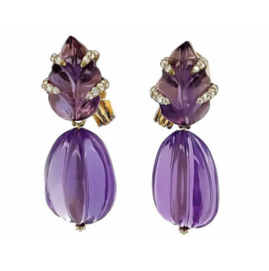 Carved Amethyst Earrings