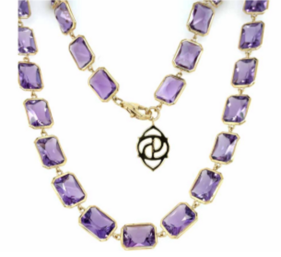 Pietra Emerald Cut Purple Amethyst Necklace 24"
