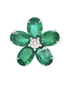 Emerald Flower Ring