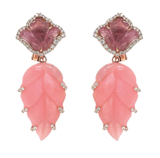 Pink Opal and Tourmaline Earrings