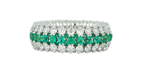 Giotto 8 Emerald and Diamond Stretch Ring