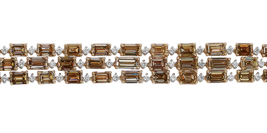 J Fine Brown Emerald Cut Diamond Bracelet